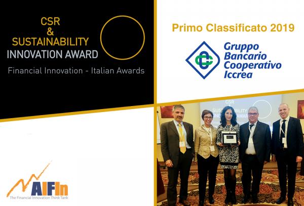 Al Gruppo Bancario Cooperativo Iccrea il premio AIFIn “CSR & Sustainability – Innovation Award” 2019